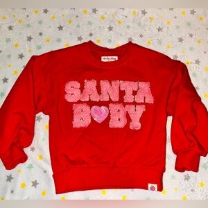 5T cheeky plum Santa baby puff sleeve sweatshirt EUC